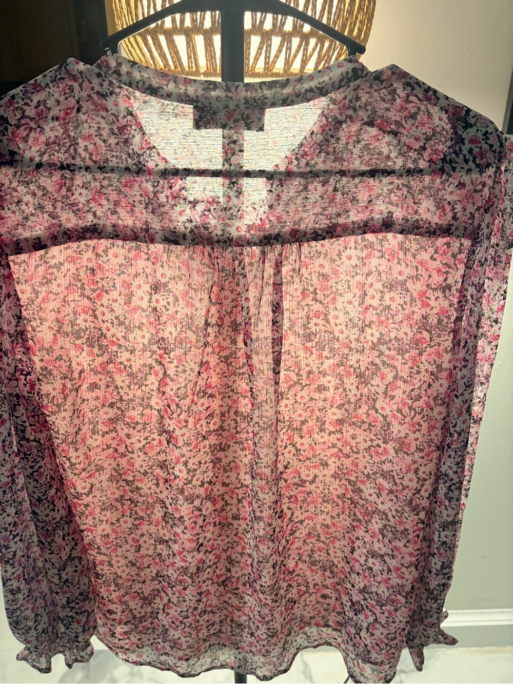 Karl Lagerfeld Pink Floral Sheer Blouse